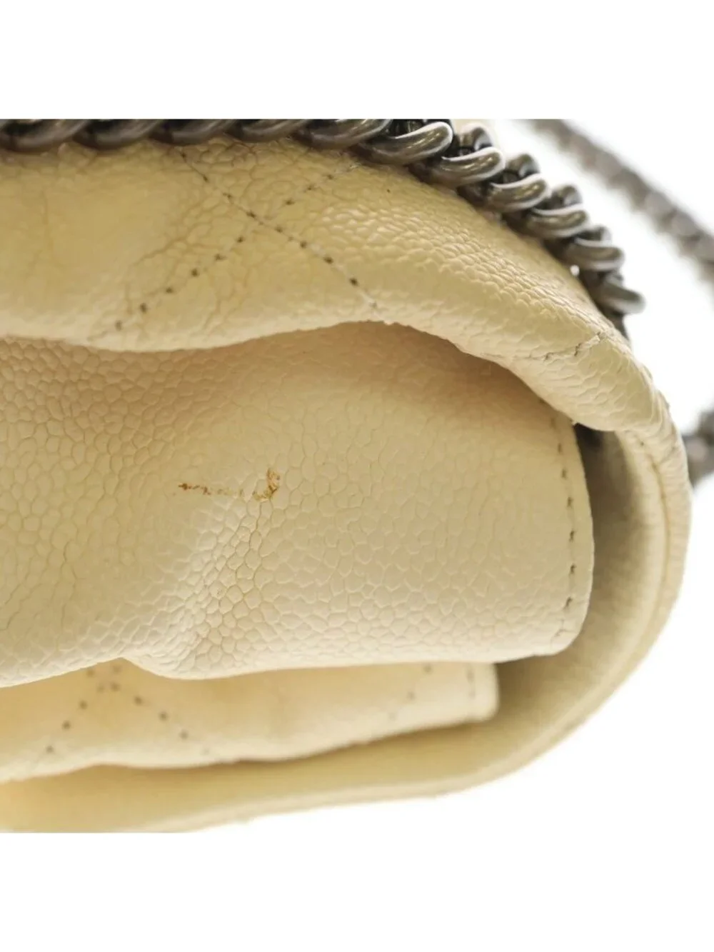 Chanel Quilted in the Mix Chain Shoulder Bag Beige Caviar Leather